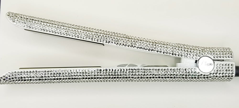 white rhinestone flat iron